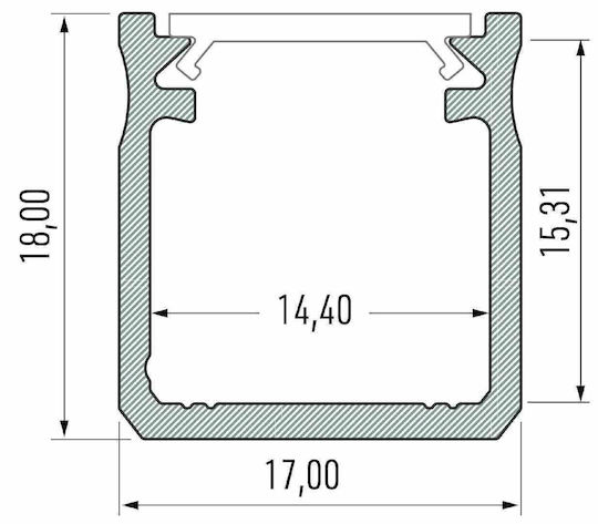 Silver Aluminum Profile Type Y 1m + Milky Lens