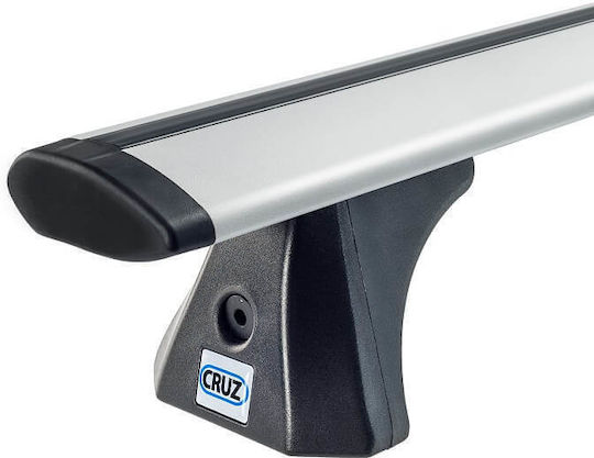 Bare de acoperiș aerodinamice din aluminiu Cruz Airo T-128cm Set picioare pentru Volvo Xc90 2015+ Fără balustradă Argintii 2 bucăți
