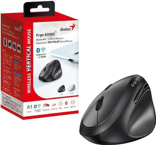 Genius Ergo 8350S Ασύρματο Εργονομικό Bluetooth Vertical Ποντίκι Μαύρο