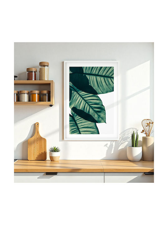 Poster Tropical Palm Leaf Pst25155 21cm X 30cm Λευκό Κάδρο Pvc
