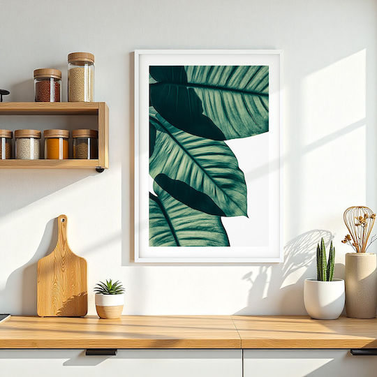 Poster Tropisches Palmblatt Pst25155 21cm x 30cm Weißer PVC-Rahmen