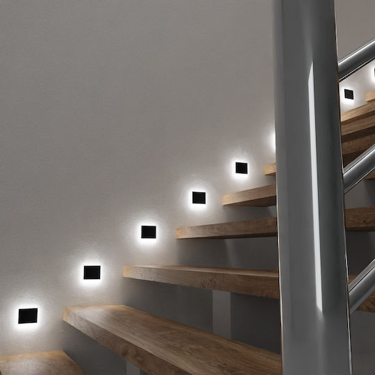 Eko Light Φωτιστικό Τοίχου με Ενσωματωμένο LED και Φυσικό Λευκό Φως Μαύρο