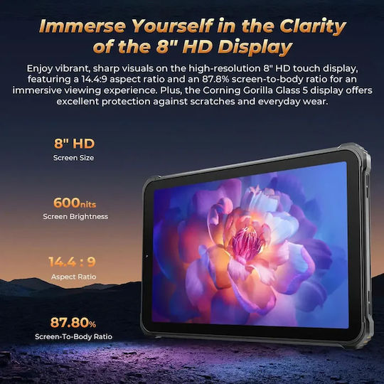Oukitel RT3 Pro 4G 8" Tablet (4GB/128GB) Μαύρο