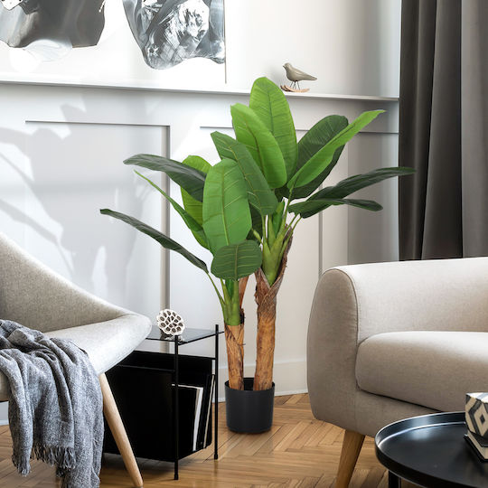 Homcom Artificial Banana Plant Height 120 cm Pot Included Indoor Green 830-941v00gn