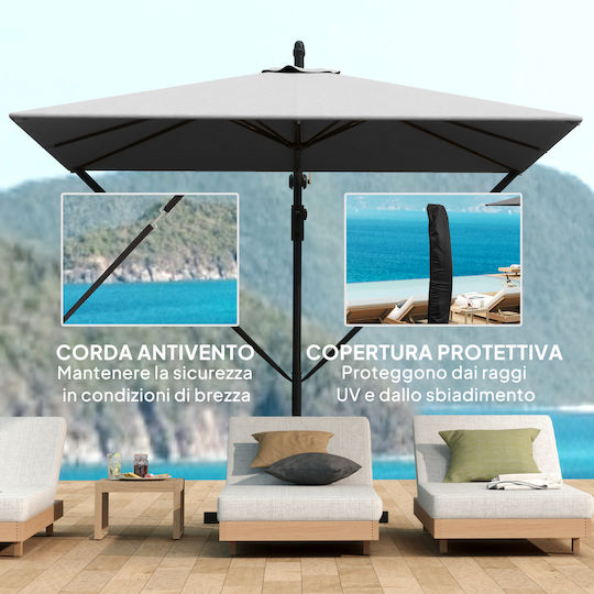 Hanging Squared Metal Grey Parasol 3x2.5m