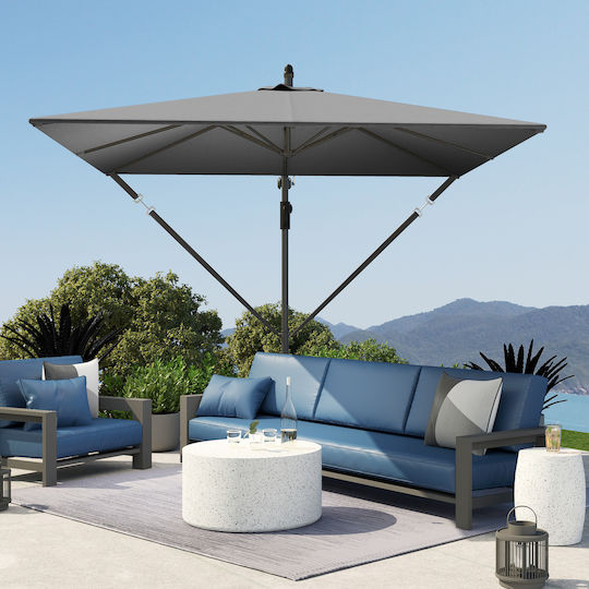 Hanging Squared Metal Grey Parasol 3x2.5m