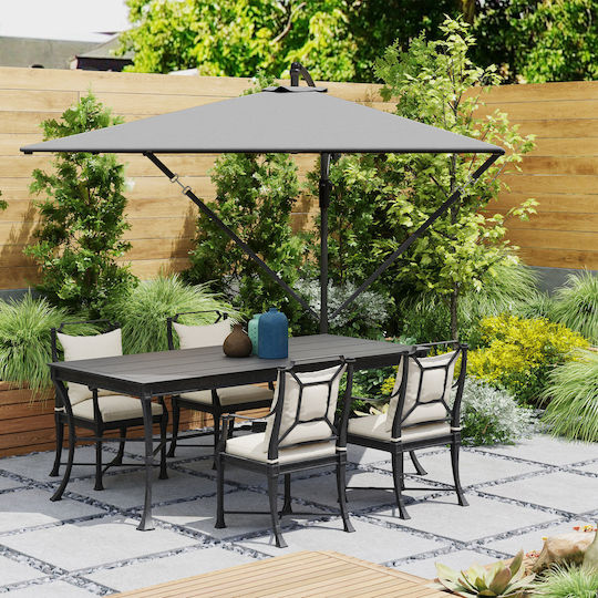 Hanging Squared Metal Grey Parasol 3x2.5m