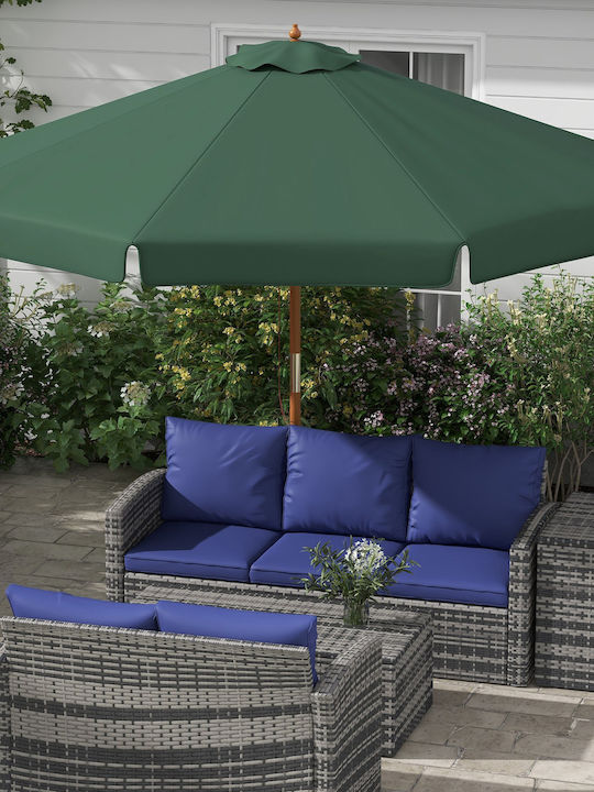 Umbrelă Rotundă Din Lemn Verde Φ3.25xÎnălțime 2.5m