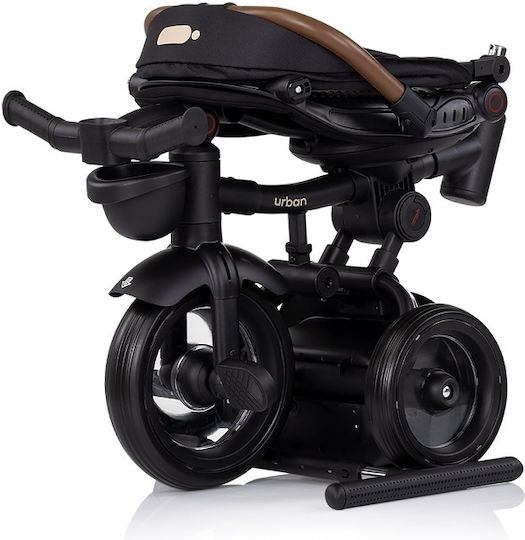 Chipolino Kids Tricycle Bike Urban Foldable Convertible with Parental Handle & Sunshade for 12 Months Blackberry