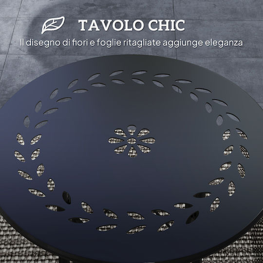 Sitting Room Outdoor Metal Table Black 40x40x50cm