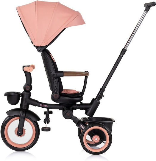 Chipolino Kids Tricycle Urban Foldable Convertible with Parental Handle and Sunshade for 12 Months Pink Marshmallow