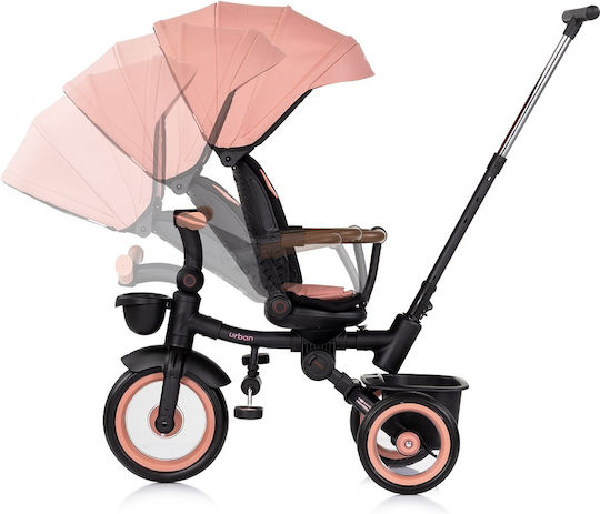 Chipolino Kids Tricycle Urban Foldable Convertible with Parental Handle and Sunshade for 12 Months Pink Marshmallow