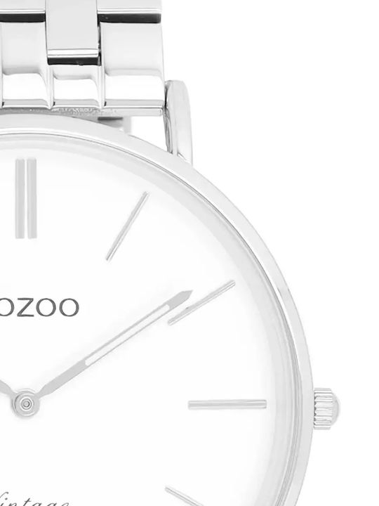 Oozoo Γυναικείο Ρολόι 40mm Μπαταρίας με Ασημί Μεταλλικό Μπρασελέ