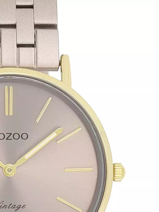 Oozoo Γυναικείο Ρολόι 32mm Μπαταρίας με Μπεζ Μεταλλικό Μπρασελέ