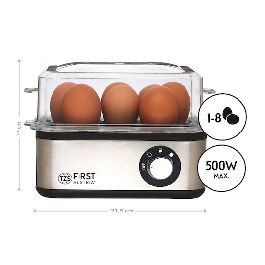 First Austria Egg Cooker 8 Positions 500W Silver