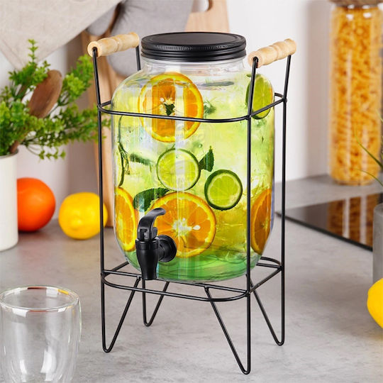 Vilde Vaza pentru Ceai cu capac & Bază Sticlă Negru 4200ml Vilde Vaza pentru Ceai cu capac & Bază Sticlă Negru 4200ml