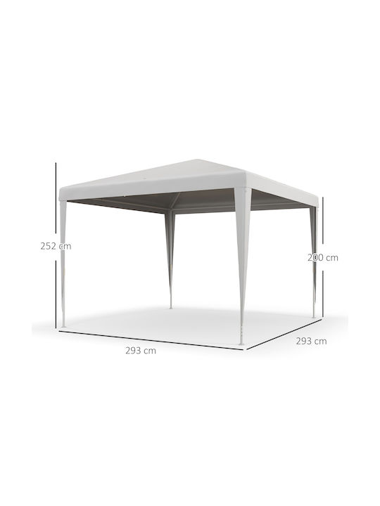Outsunny Faltbarer Pavillon Garten Weiß 3x3m
