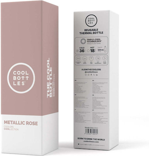 Cool Bottles Bottle Thermos Stainless Steel 500ml Metallic Pink