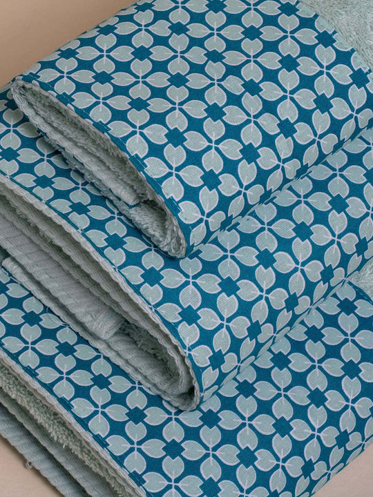 White Fabric Hand Towel Gemma 30x50cm Green Weight 600gr/m²