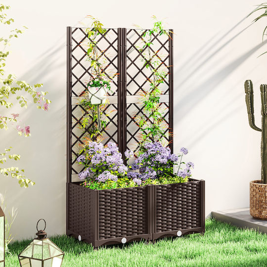 Outsunny Ζαρντινιέρα Πλαστική Καφέ 80x40x135εκ.