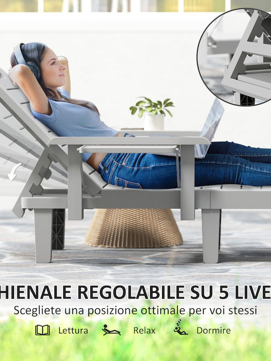 Ξαπλώστρα Πλαστική Γκρι με Τραπεζάκι 79x158x88εκ.