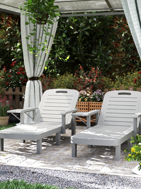 Liegestuhl Kunststoff Gray mit Tisch 79x158x88cm.