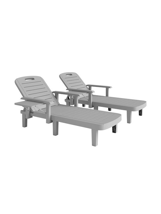 Liegestuhl Kunststoff Gray mit Tisch 79x158x88cm.