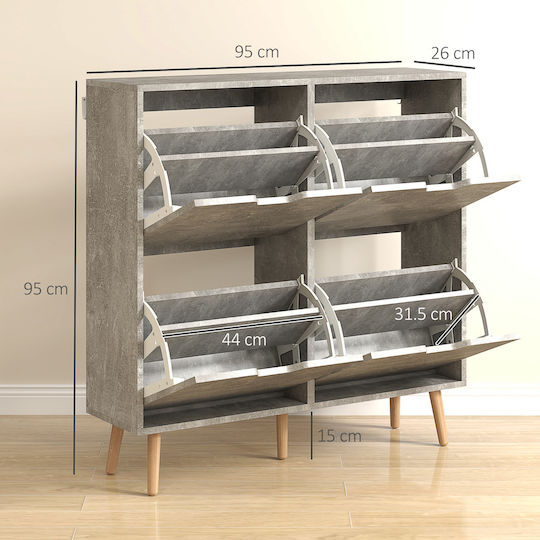 Wooden Shoe Organizer Gray 95x26x95cm