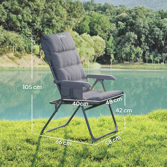 Outsunny Lounger-Armchair Beach with Recline 5 Slots Gray 66x58x105cm