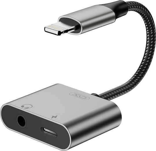 XO Μετατροπέας Lightning / 3.5mm male σε Lightning / 3.5mm female Γκρι 1τμχ 16.005.0363