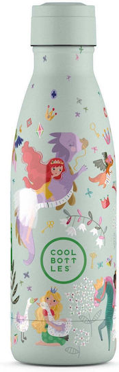 Cool Bottles Kids Water Bottle Stainless Steel with Straw Princess Kingdom 350ml