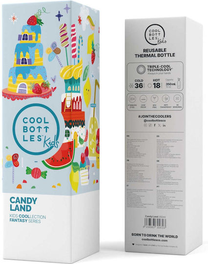 Cool Bottles Παιδικό Παγούρι Ανοξείδωτο με Καλαμάκι Candy Land 350ml (Διάφορα Σχέδια/Χρώματα)