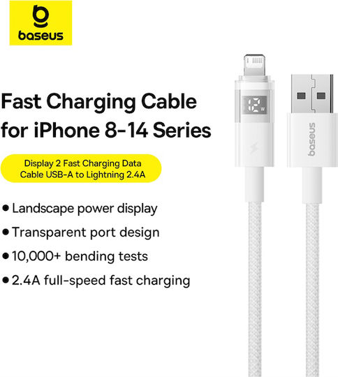 Baseus Data Braided USB-A la Cablu Lightning 12W Alb 2m (P10382700211-01)