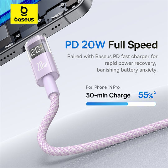 Baseus Data Geflochten USB-C zu Lightning Kabel 20W Lila 2m (P10382703511-01)