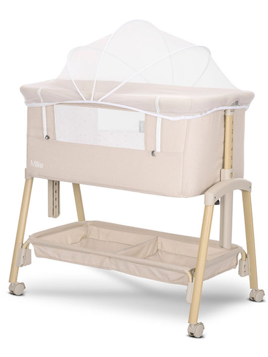Lorelli Cradle with Mattress, Side Opening, and Wheels Beige