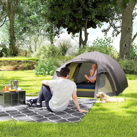 Outsunny Σκηνή Camping Τούνελ Ορειβασίας Μαύρη 4 Εποχών για 4 Άτομα Αδιάβροχη 3000mm 330x190x120εκ.