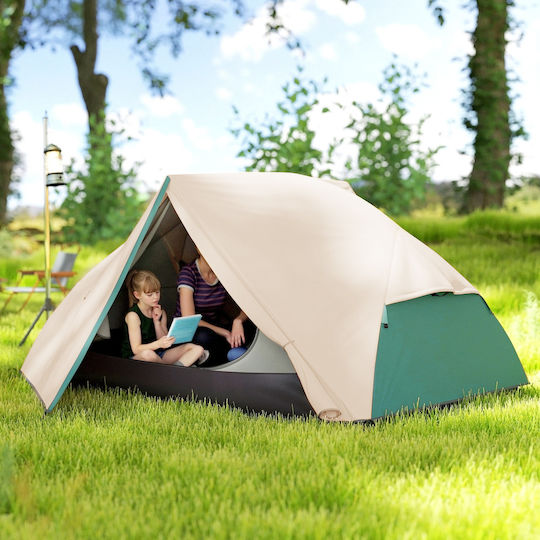 Outsunny Σκηνή Camping Ορειβασίας Μπεζ με Διπλό Πανί 4 Εποχών για 2 Άτομα Αδιάβροχη 3000mm 280x225x110εκ.
