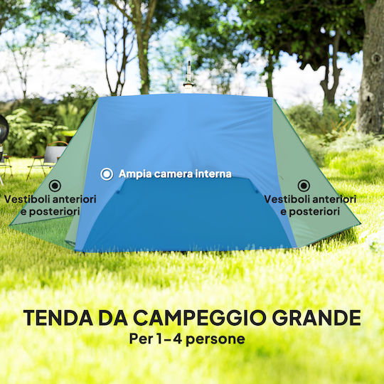 Outsunny Σκηνή Camping Ορειβασίας Μπεζ με Διπλό Πανί 4 Εποχών για 2 Άτομα Αδιάβροχη 3000mm 280x225x110εκ.