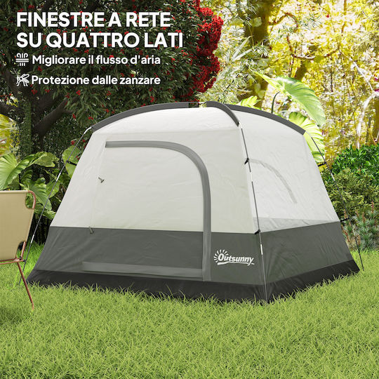 Outsunny Camping Tent Igloo Orange 4 Seasons For 3 People 200x200x135cm