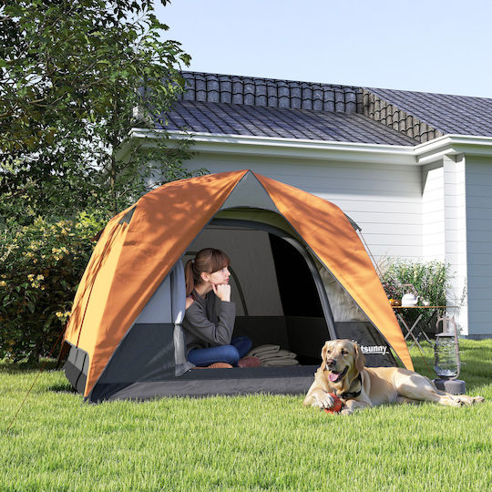 Outsunny Camping Tent Igloo Orange 4 Seasons For 3 People 200x200x135cm