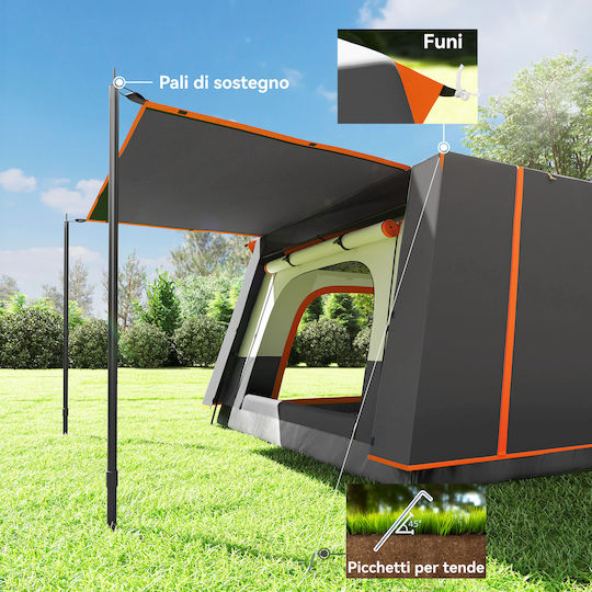Outsunny Camping Tent Grey 4 Seasons For 4 People 430x305x195cm