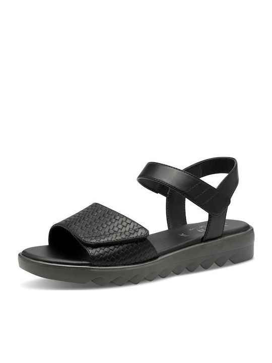Leather Women's Flat Sandals Anatomic in Black Color