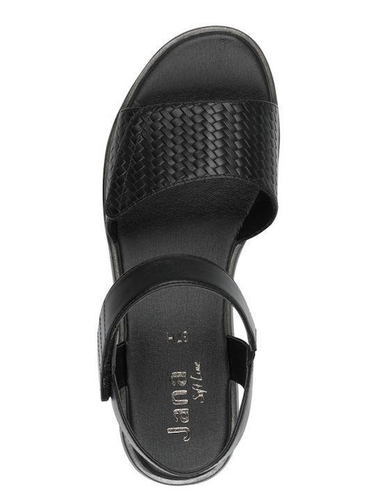 Leather Women's Flat Sandals Anatomic in Black Color