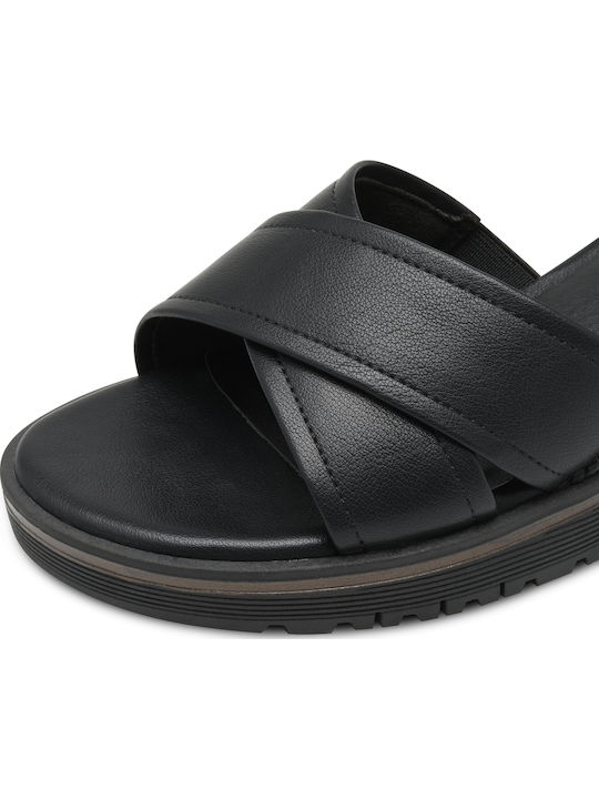 Leder Flache Damen Sandalen Anatomisch Schwarz