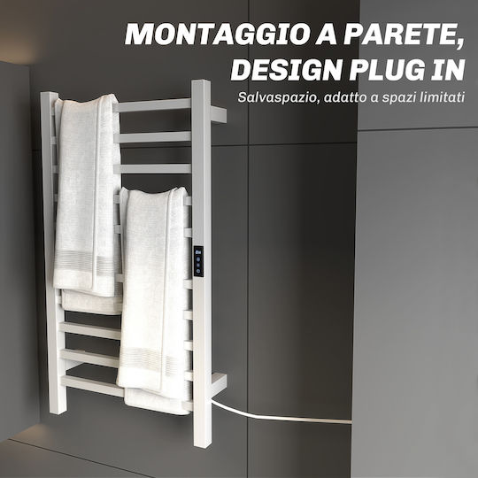 HomCom Ηλεκτρική Πετσετοκρεμάστρα 110W 80x45cm Λευκή