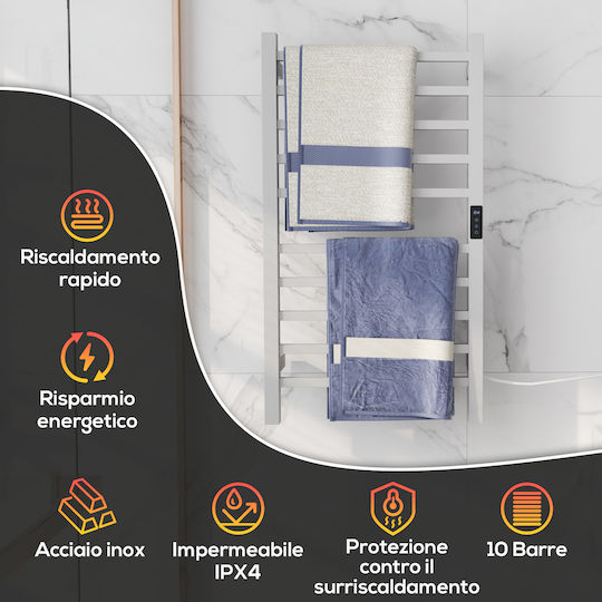 HomCom Ηλεκτρική Πετσετοκρεμάστρα 110W 80x45cm Λευκή