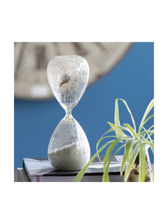 Artekko Antique Hourglass Glass Decorative 9x9x25cm. Office Hourglass Decoration from Glass 9x9x25cm in White color