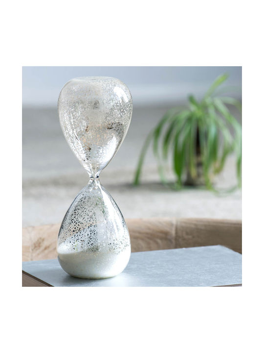 Artekko Antique Hourglass Glass Decorative 9x9x25cm. Office Hourglass Decoration from Glass 9x9x25cm in White color