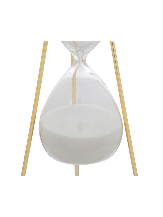 Decorative Glass Hourglass with Metallic Gold Frame and Marble Base 8x8x21 Cm Aria Trade