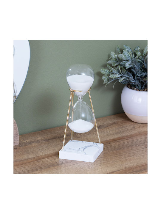 Clepsidră decorativă din sticlă cu cadru auriu metalic și bază din marmură 8x8x21 cm Aria Trade Clepsidră decorativă din sticlă cu cadru auriu metalic și bază din marmură 8x8x21 cm Aria Trade